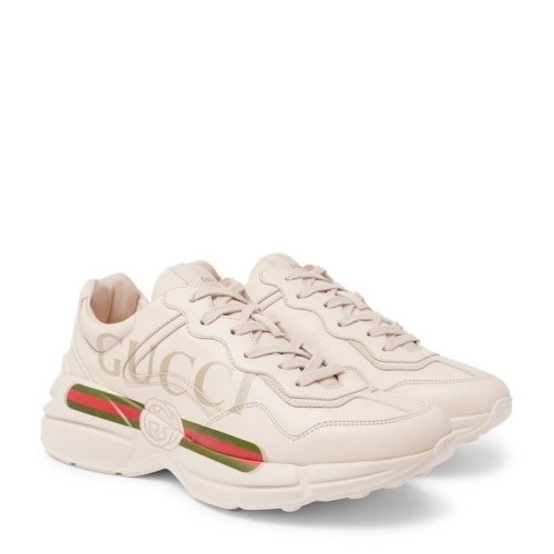 【服装】GUCCI/古驰 Rhyton系列 经典款 男士/女士象牙色皮革印花双G字母运动鞋老爹鞋500877DRW009522