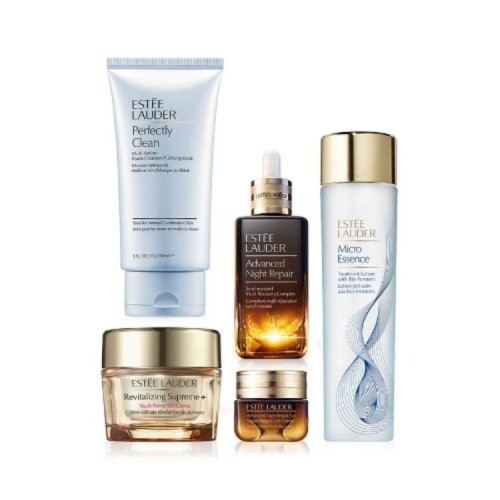 【05促销产品】Estee Lauder/雅诗兰黛 面部护理套装5件套（蓝光眼霜15ml+洁面乳100ml+原生液75ml+小棕瓶50ml+多效智妍面霜50ml）新旧版随机发货（化妆品）