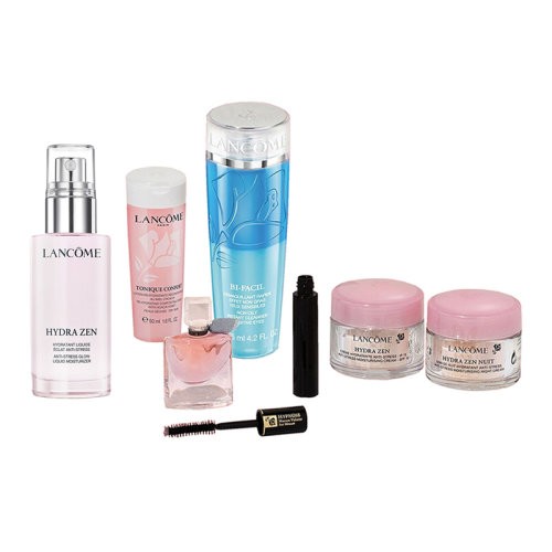 Lancome兰蔻水份缘系列组合套装7件套 乳液50ml+日霜15ml+晚霜15ml+睫毛膏2ml+香水4ml+粉水50ml+眼部卸妆水125ml（化妆品）