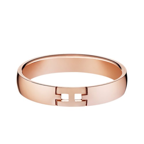 HERMES/爱马仕 经典Ever Héraklès系列 18K金玫瑰金镂空H结婚戒指H119851B（新品首饰 ）